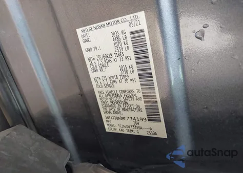 2021 Nissan Rogue Sv Fwd from USA, damaged, VIN 5N1AT3BA0MC774199